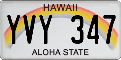HI license plate YVY347