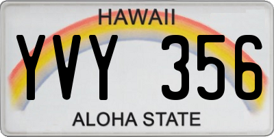 HI license plate YVY356