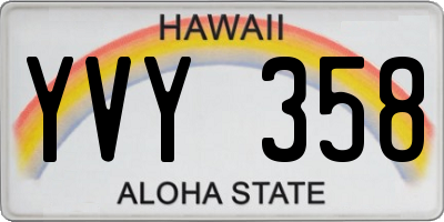 HI license plate YVY358