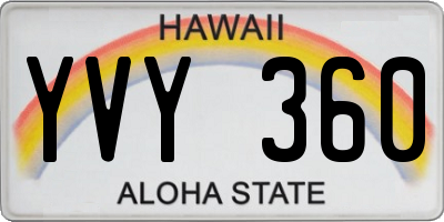 HI license plate YVY360