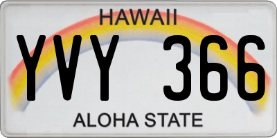 HI license plate YVY366