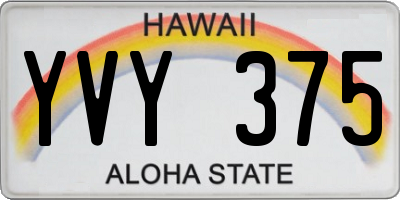 HI license plate YVY375