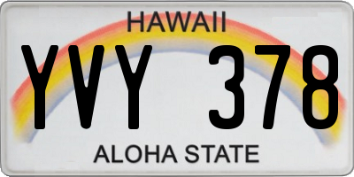 HI license plate YVY378