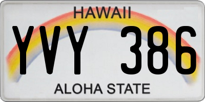 HI license plate YVY386