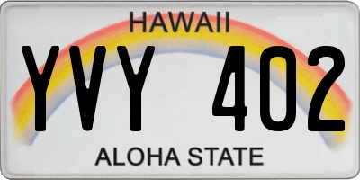 HI license plate YVY402