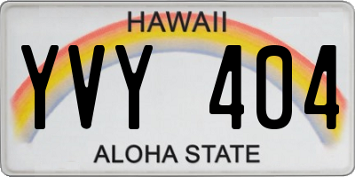 HI license plate YVY404