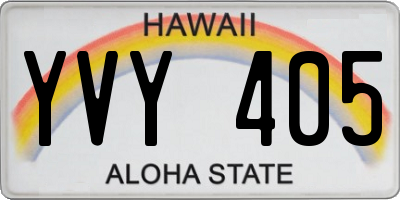 HI license plate YVY405