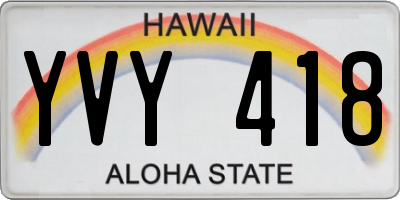 HI license plate YVY418