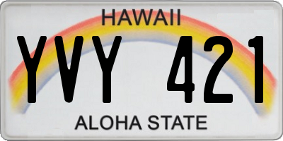 HI license plate YVY421