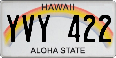 HI license plate YVY422
