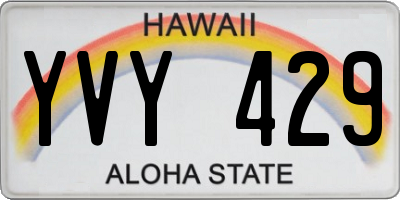 HI license plate YVY429