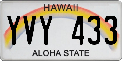 HI license plate YVY433