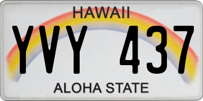 HI license plate YVY437