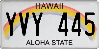 HI license plate YVY445