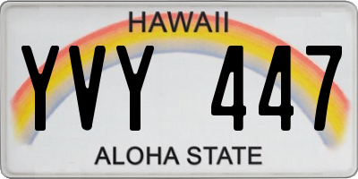 HI license plate YVY447