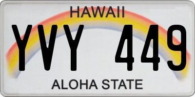 HI license plate YVY449