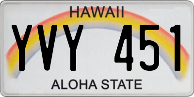 HI license plate YVY451