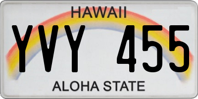 HI license plate YVY455