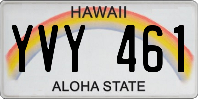 HI license plate YVY461