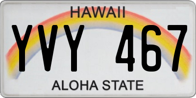 HI license plate YVY467