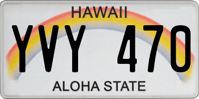 HI license plate YVY470