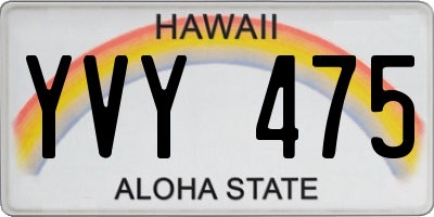 HI license plate YVY475