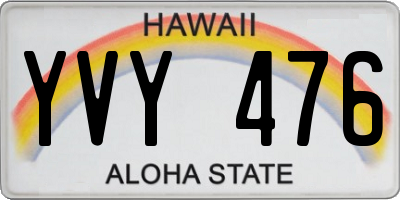 HI license plate YVY476