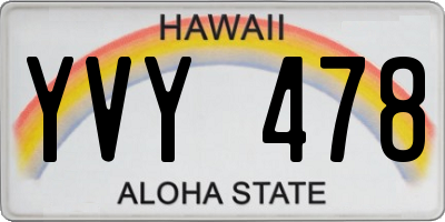HI license plate YVY478