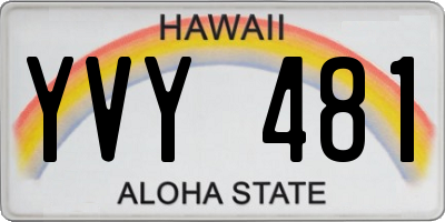 HI license plate YVY481