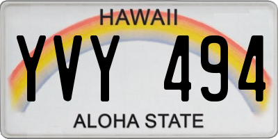 HI license plate YVY494