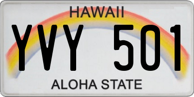 HI license plate YVY501