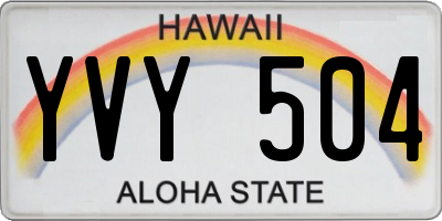 HI license plate YVY504
