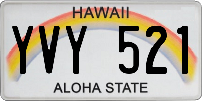HI license plate YVY521