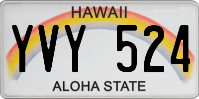 HI license plate YVY524