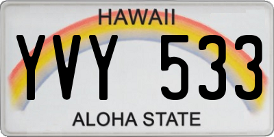 HI license plate YVY533
