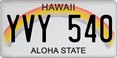 HI license plate YVY540