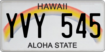 HI license plate YVY545