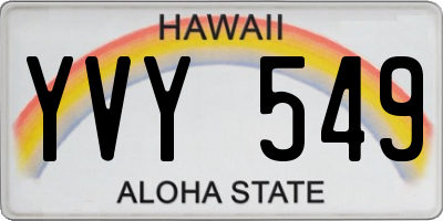 HI license plate YVY549