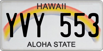 HI license plate YVY553