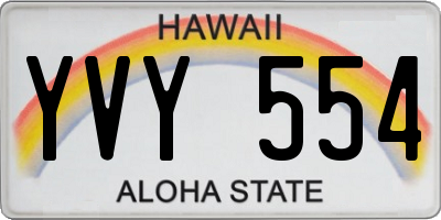 HI license plate YVY554
