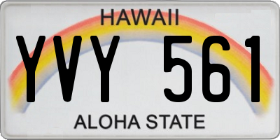 HI license plate YVY561
