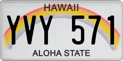 HI license plate YVY571