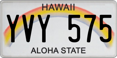 HI license plate YVY575