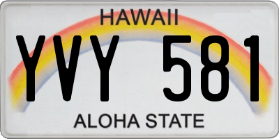 HI license plate YVY581