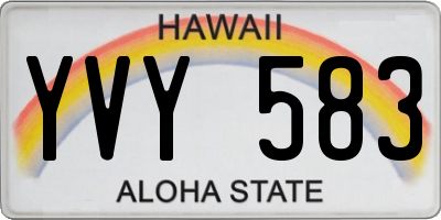 HI license plate YVY583