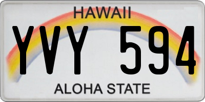 HI license plate YVY594