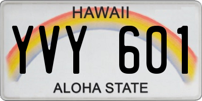 HI license plate YVY601