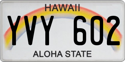 HI license plate YVY602