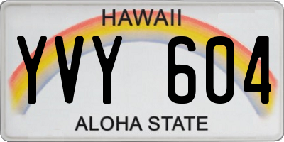HI license plate YVY604
