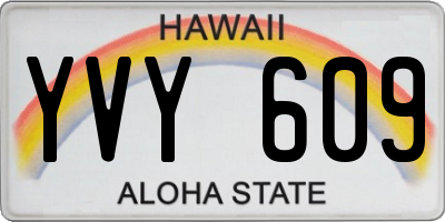 HI license plate YVY609